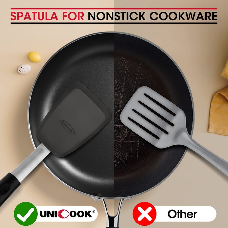 Unicook Upgraded Silicone Spatula, Flexible Egg Turner, 600Â°F Heat Resistant Silicone Handle, Kitchen Cooking Utensils, Ideal for Flipping Eggs, Pancake, Burgers, Crepes and More, Small and Medium - Image 5